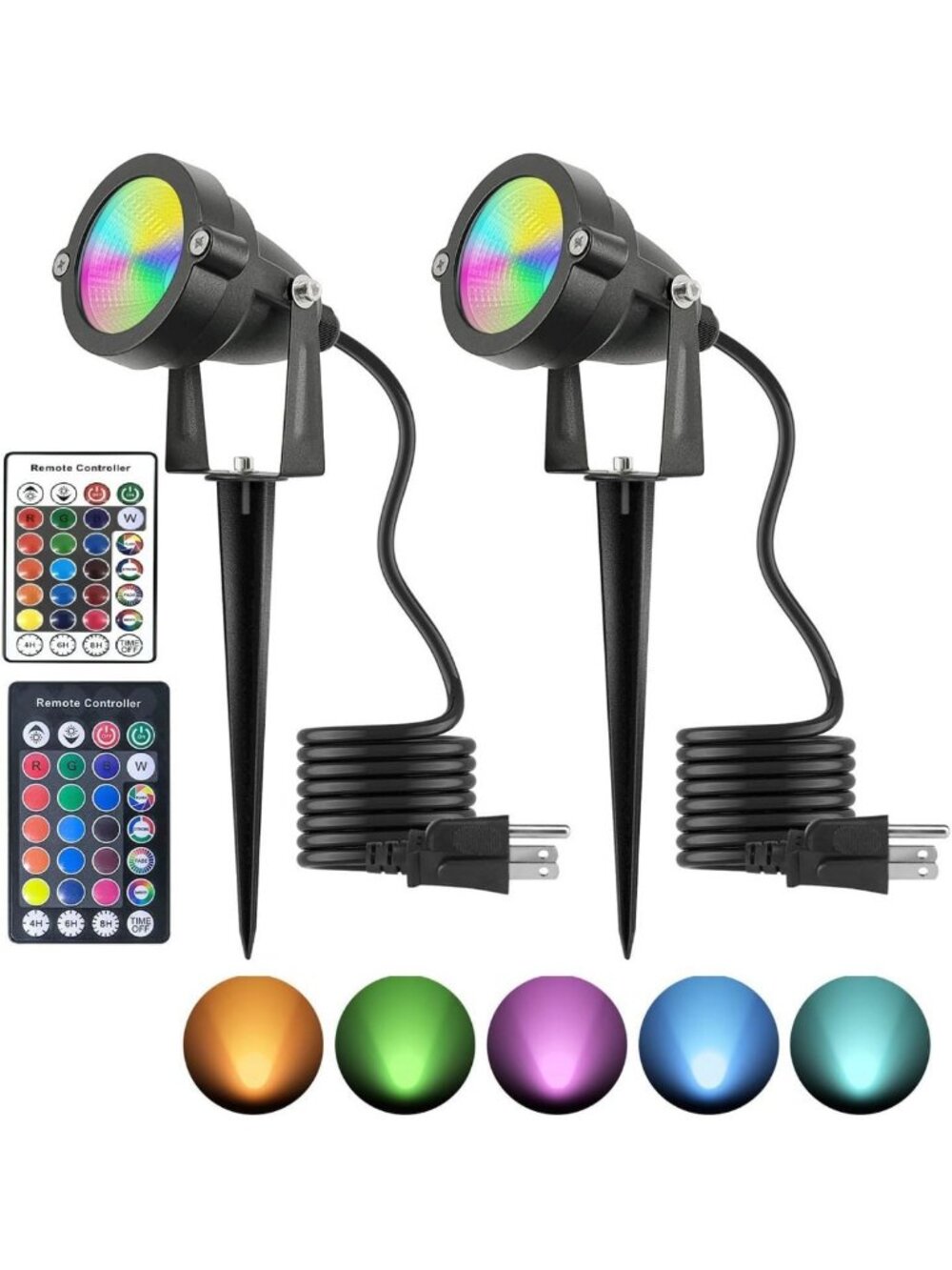 Color Changing LED Spotlights - 10W Waterproof RGB Lights with Timer & Remote